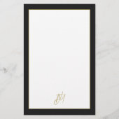 Persoonlijk modern zwart-wit en goudmonogram briefpapier (Achterkant)