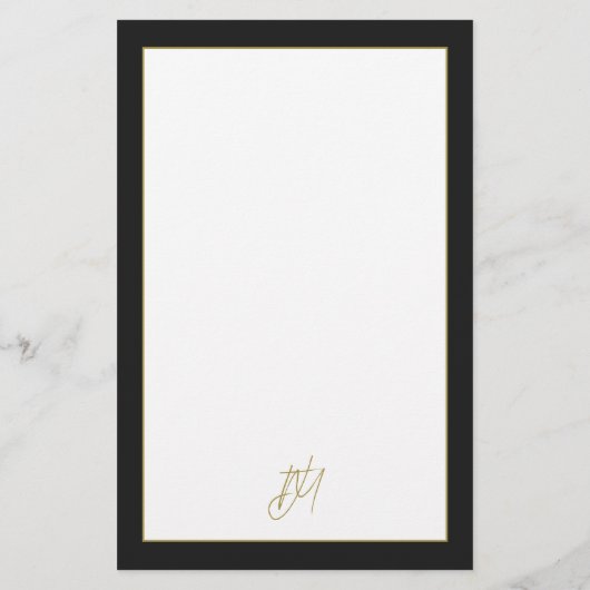 Persoonlijk modern zwart-wit en goudmonogram briefpapier (Achterkant)