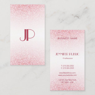 Persoonlijk moderne roze roségoud glitters visitekaartje