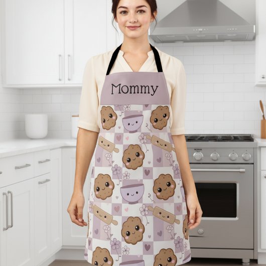Persoonlijk Moeder Schort Kawaii Cookie Gingham Ba