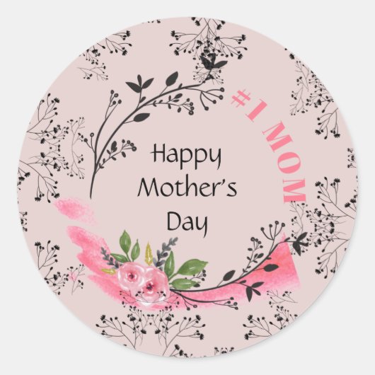 Persoonlijk Moederdag Cadeau #No1MOM Modern Chic Ronde Sticker (Voorkant)