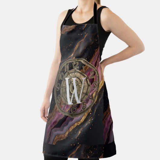Persoonlijk Monogram Agate Roze Rustieke Metalen L Schort (Insitu)