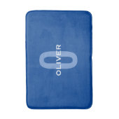 Persoonlijk Monogram Blauw Wit Naam Badmat (Voorkant Verticaal)