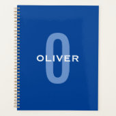 Persoonlijk monogram blauw wit naam planner (Voorkant)