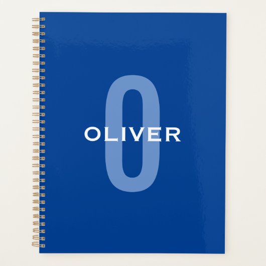 Persoonlijk monogram blauw wit naam planner (Voorkant)