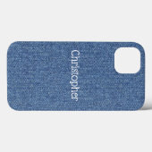 Persoonlijk Monogram Blauw Wit Nep Denim Case-Mate iPhone Case (Achterkant (horizontaal))
