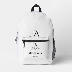 Persoonlijk monogram bruidsjonker getuige naam dat bedrukte rugzak