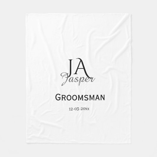 Persoonlijk monogram bruidsjonker getuige naam dat fleece deken (Voorkant)
