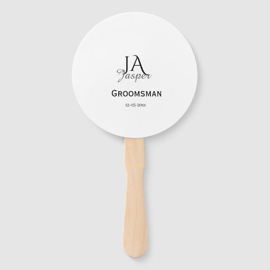 Persoonlijk monogram bruidsjonker getuige naam dat handwaaier (Voorkant)