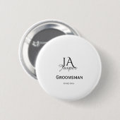 Persoonlijk monogram bruidsjonker getuige naam dat ronde button 5,7 cm (Voorkant /achterkant)