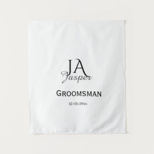Persoonlijk monogram bruidsjonker getuige naam dat wandkleed
