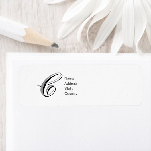 Persoonlijk Monogram C Script Retouradres Sticker (Insitu)