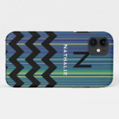 persoonlijk monogram chevron & lijnen Case-Mate iPhone case (Achterkant (horizontaal))