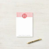 Persoonlijk Monogram Elegante Koraal Chevron Post-it® Notes (Op bureau)