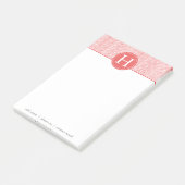 Persoonlijk Monogram Elegante Koraal Chevron Post-it® Notes (Schuin)