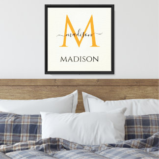 Persoonlijk monogram en naam canvas afdruk