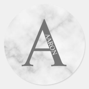 Persoonlijk monogram en naam klassieke ronde stok sticker