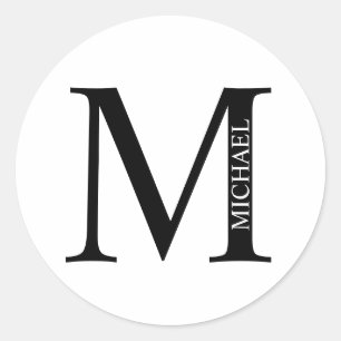 Persoonlijk monogram en naam klassieke ronde stok sticker