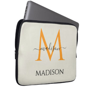 Persoonlijk monogram en naam laptop sleeve