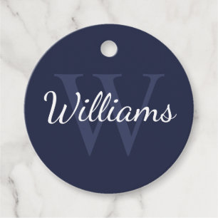 Persoonlijk monogram en naam Navyblauw Bedankjes Labels