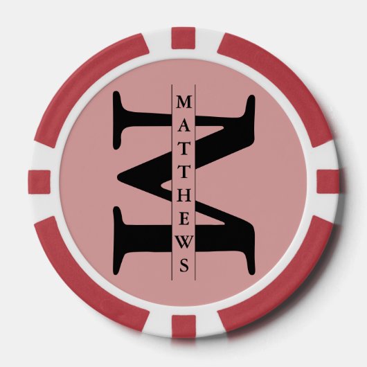 Persoonlijk Monogram en Naam Poker Chips (Voorkant)