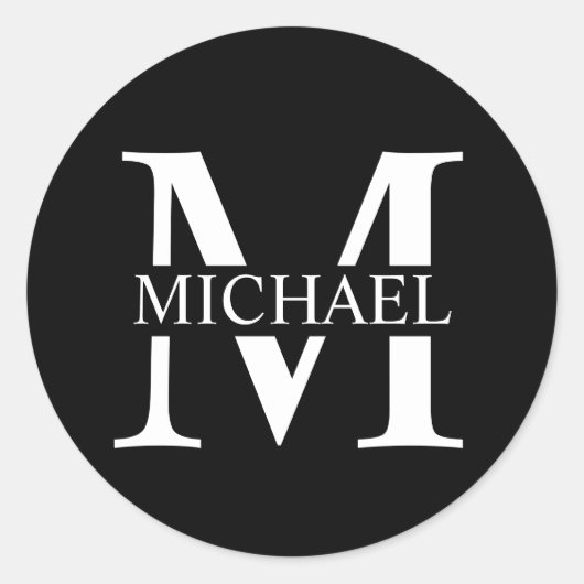 Persoonlijk Monogram en Naam Ronde Sticker (Voorkant)