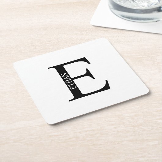 Persoonlijk monogram en naam vierkante kartonnen onderzetter (Schuin)