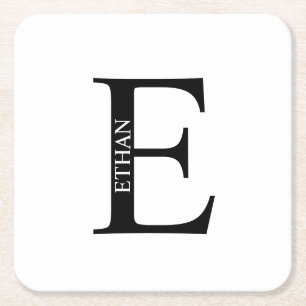 Persoonlijk Monogram en Naam Vierkante Kartonnen Onderzetter