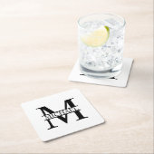 Persoonlijk monogram en naam vierkante kartonnen onderzetter (Insitu)