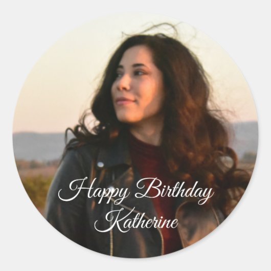 Persoonlijk monogram foto en/of naam/bericht  ronde sticker (Voorkant)