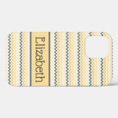 Persoonlijk monogram geel grijs chevron Case-Mate iPhone case (Achterkant (horizontaal))
