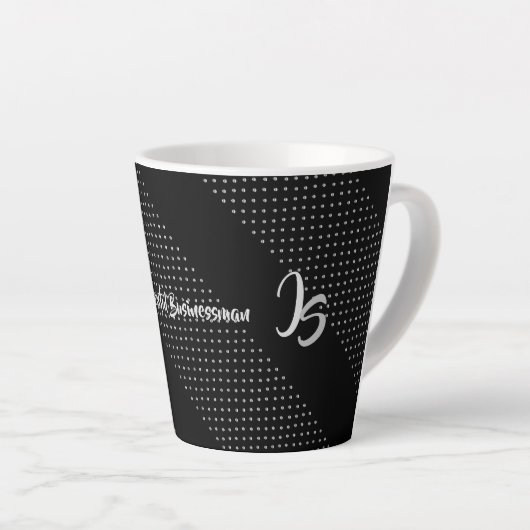 Persoonlijk monogram Geometric Trendy Black Patter Latte Mok (Rechterhoek)