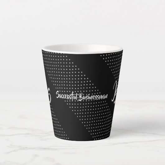 Persoonlijk monogram Geometric Trendy Black Patter Latte Mok (Voorkant)