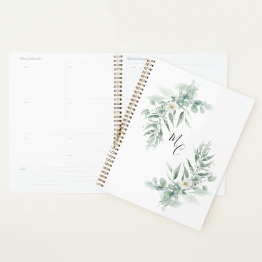 Persoonlijk monogram groen blad planner (Display)