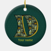 Persoonlijk Monogram Initiaal D Madeliefjes Bloem Keramisch Ornament (Achterkant)