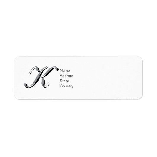 Persoonlijk Monogram K Script Retouradreslabel Etiket (Voorkant)