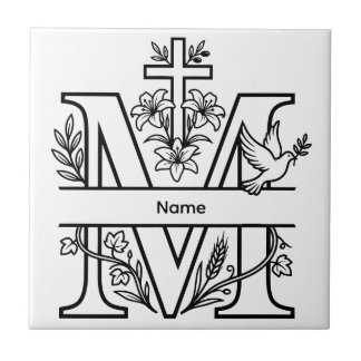 Persoonlijk monogram M Christelijk Tegeltje