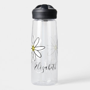 Persoonlijk monogram met madeliefjesbloem waterfles