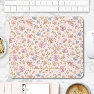 Persoonlijk Monogram Mooi Vintage Bloemmotief Muismat