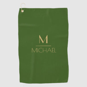 Persoonlijk Monogram Naam Groen & Goud Golf Golfhanddoek