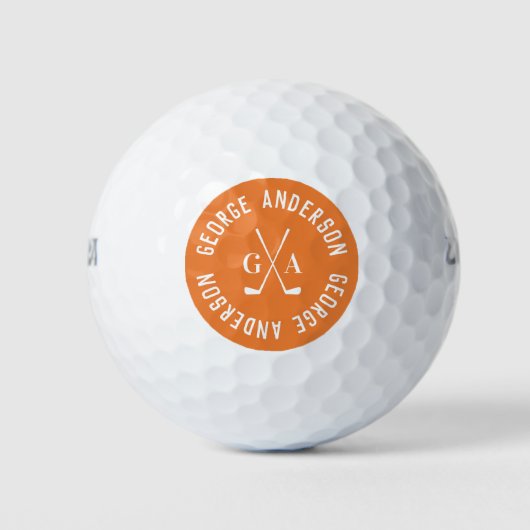 Persoonlijk monogram & naam modern minimaal golfballen (Voorkant)