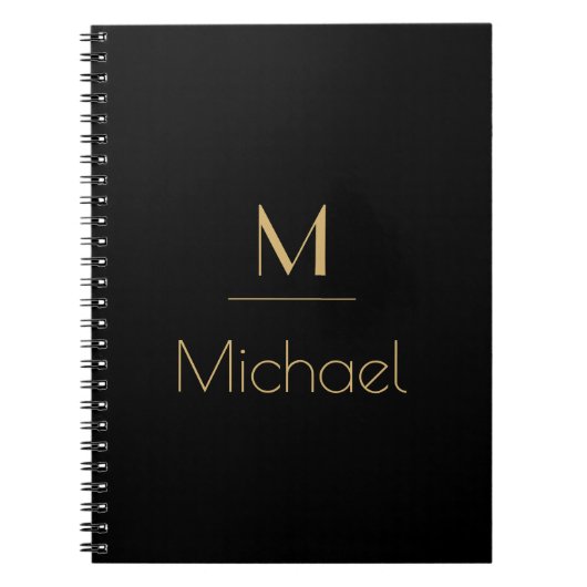 Persoonlijk monogram | naam zwart en goud notitieboek (Voorkant)