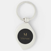 Persoonlijk Monogram | Naam Zwart & Goud Sleutelhanger (Voorkant)