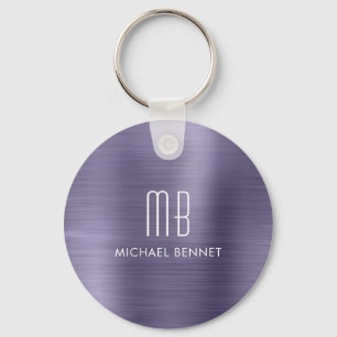 Persoonlijk Monogram Paars  Sleutelhanger