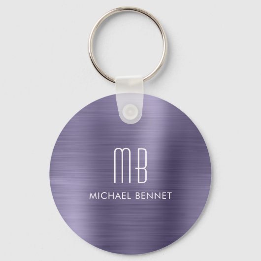Persoonlijk Monogram Paars Sleutelhanger (Voorkant)