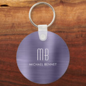 Persoonlijk Monogram Paars Sleutelhanger (Voorkant)