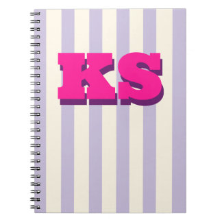 Persoonlijk monogram paarse streep Aangepaste eers Notitieboek