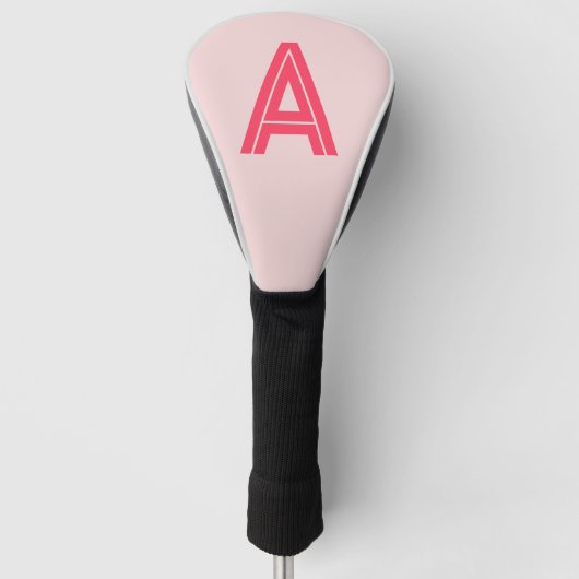 Persoonlijk Monogram Roze Rood Golfheadcover (Voorkant)