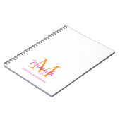 Persoonlijk monogram roze script naam notitieboek (Linkerzijde)