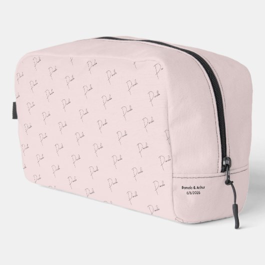 Persoonlijk monogram roze toilettasje (Rechterhoek)